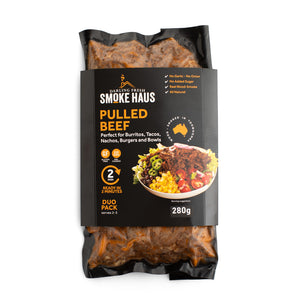 Smoked Pulled Beef Duo Pack 280g (GF, no garlic/onion, no added sugar)