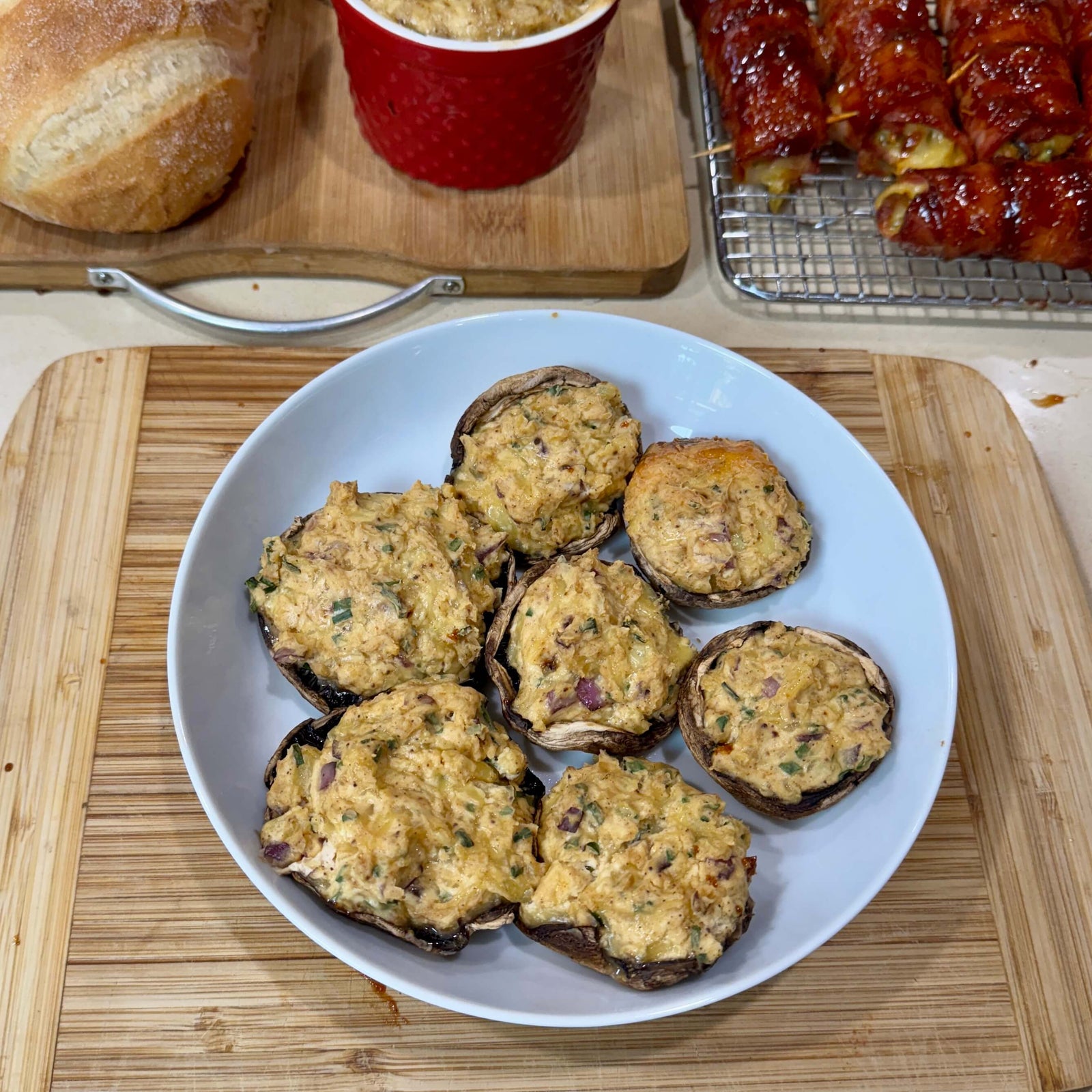 Loaded Mushrooms - Smoker or Oven