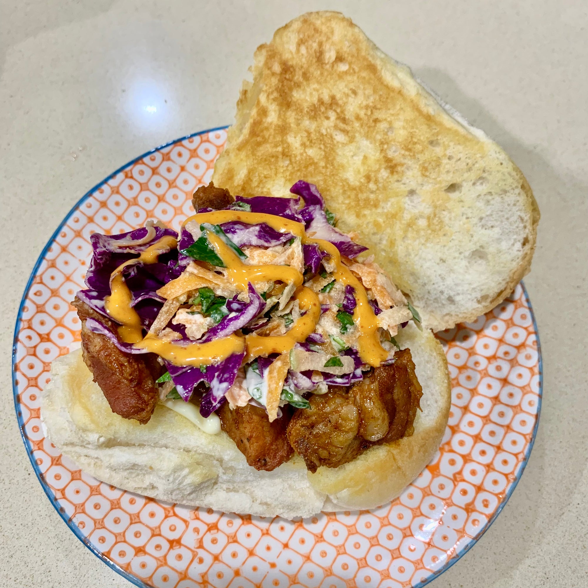 15 minute Pork Belly Burgers with Apple Slaw