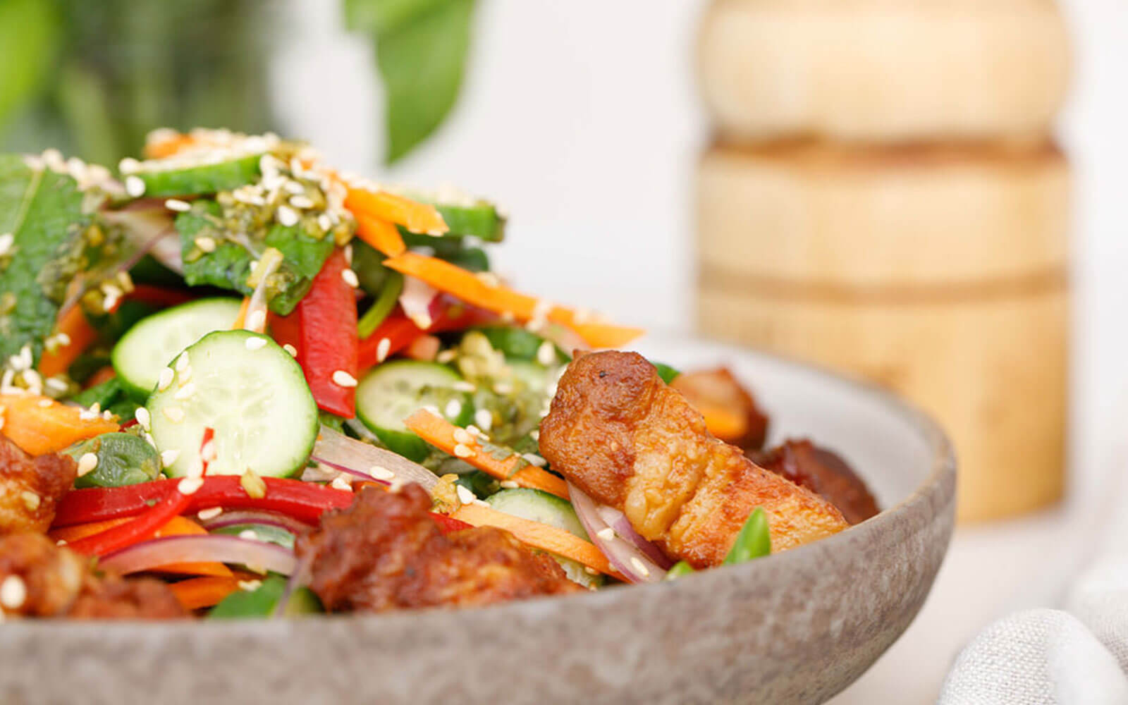 Pork Belly Bits with Asian Style Salad